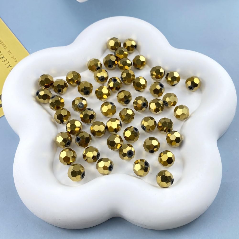100 PCS 8mm Crystal Glass Beads Round Multiple Faceted Loose Spacer Glass Beads for DIY Handcrafte