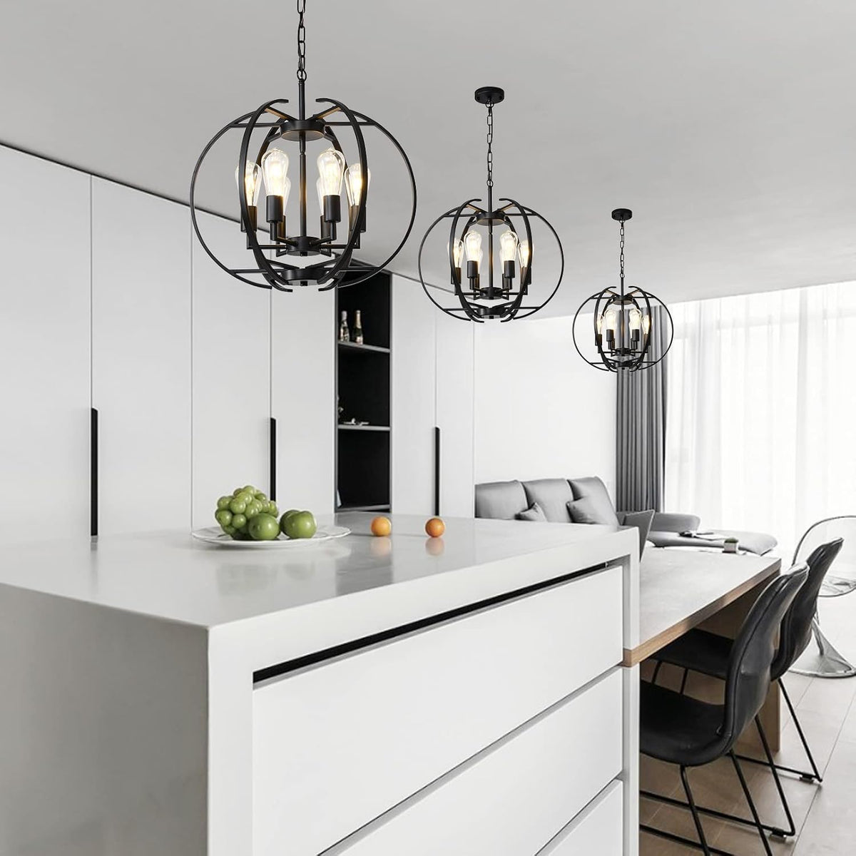 Pendant Lights Globe Black Chandeliers Lighting, Hallway Light Fixtures Ceiling Adjustable Hanging