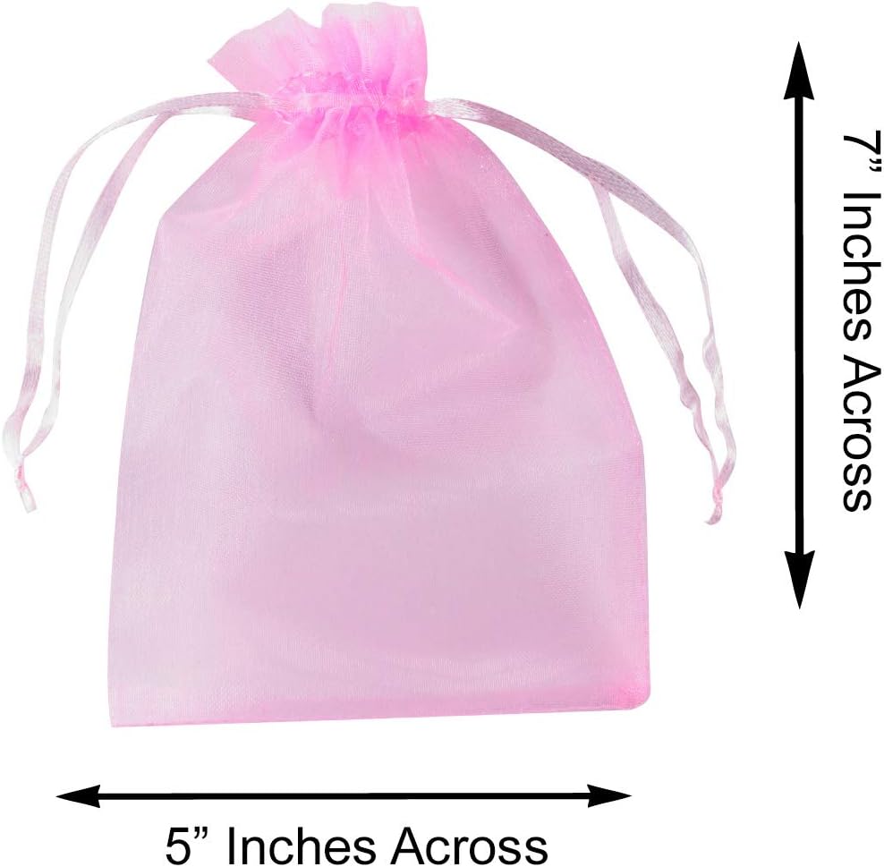 Super Z Outlet 100 Pack 5x7 Inch Mini Sheer Drawstring Organza Transparent Bags Jewelry Sack