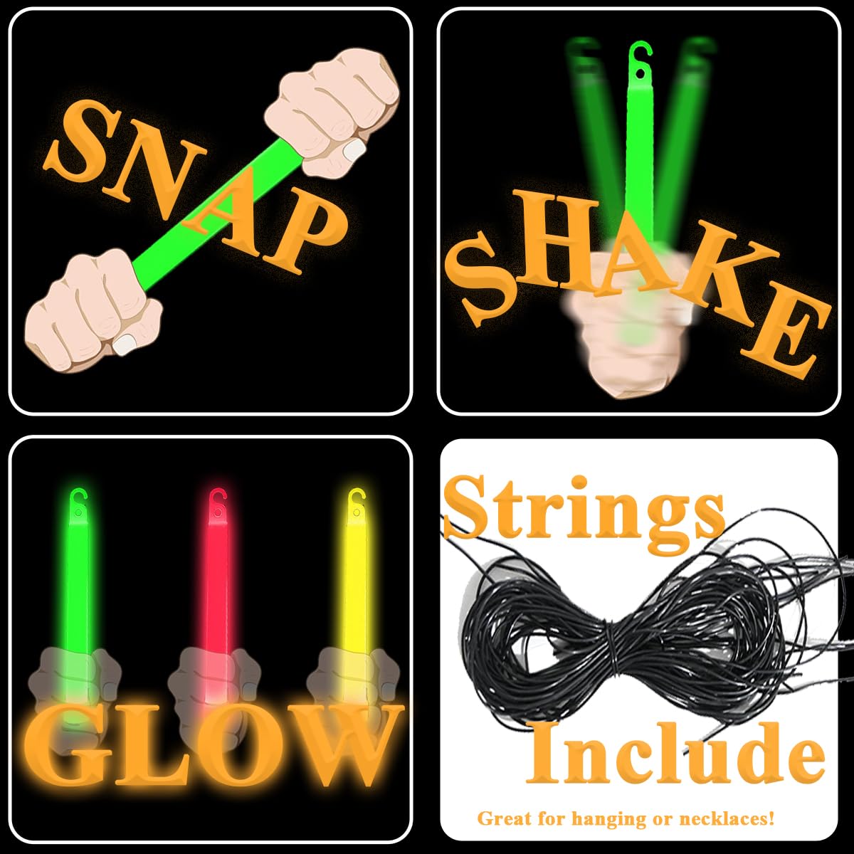 Glow Sticks in The Dark Party Supplies, 12 Hours Duration Emergency Glow Sticks Bulk Party Pack