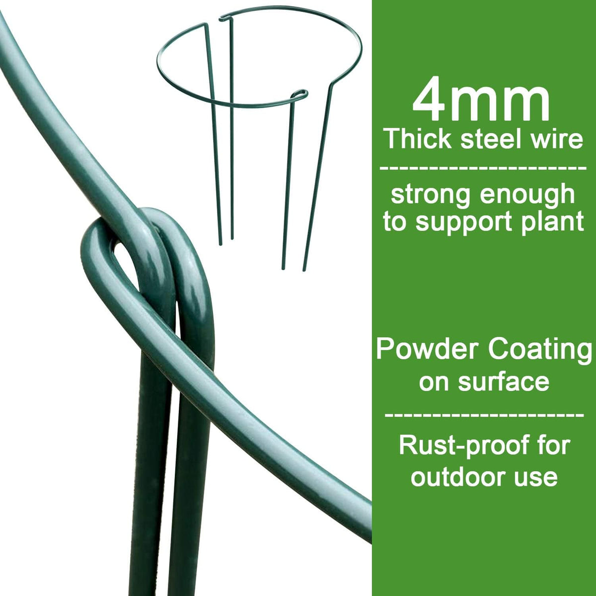 HiGift Plant Support Stakes, 6 Pack Metal Peony Cages and Supports, Garden Stakes Plant Support