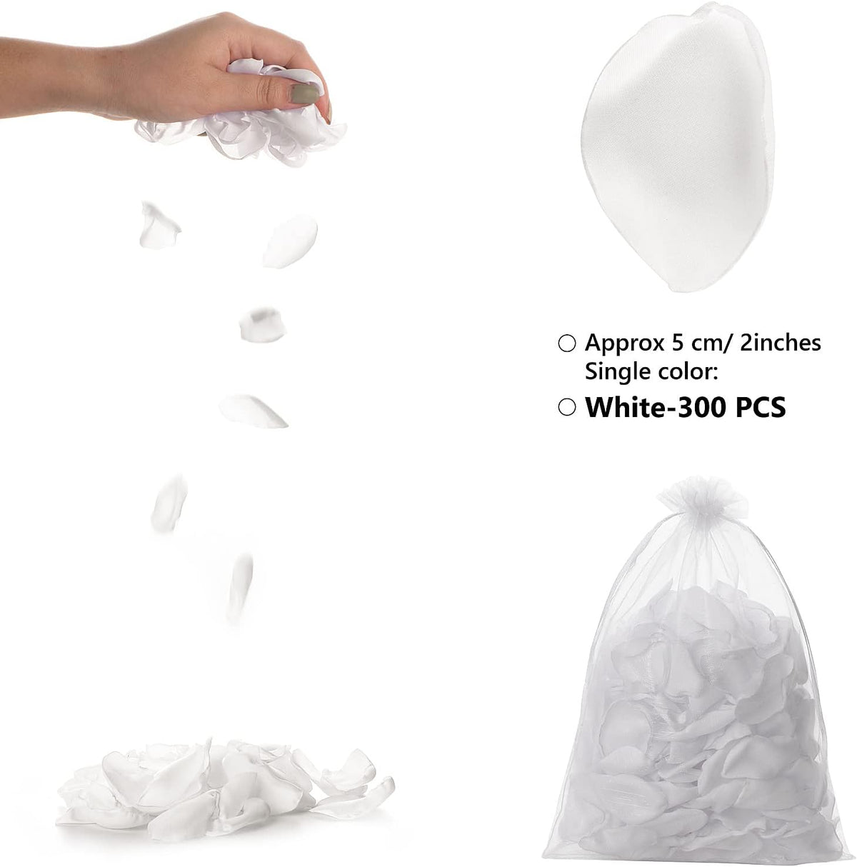 Artificial White Rose Petals 300pcs Silk Rose Petals Fake Flower Petals for Wedding Flower Girl