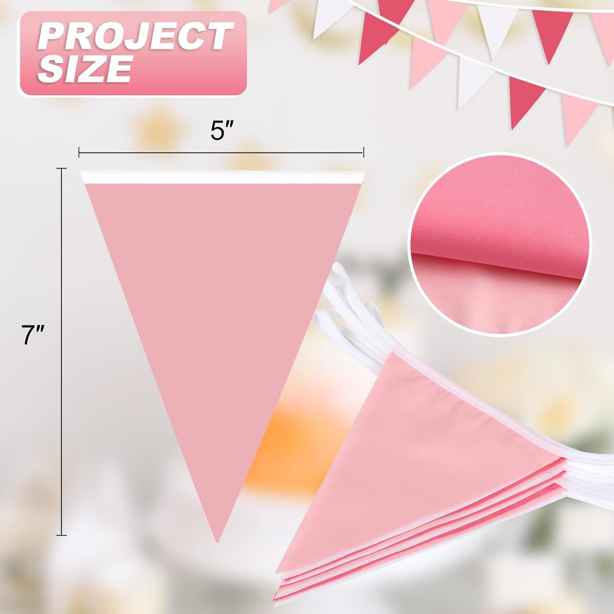 Pink Pennant Banner Triangle Flag Bunting Garland for Wedding Birthday Baby Shower Graduation
