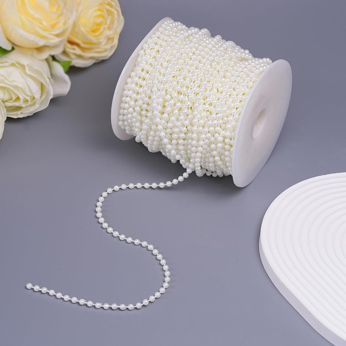 44 Yards/131 Feet Pearl Garland Craft String Pearls, Faux Pearl for Wedding Party Decoration
