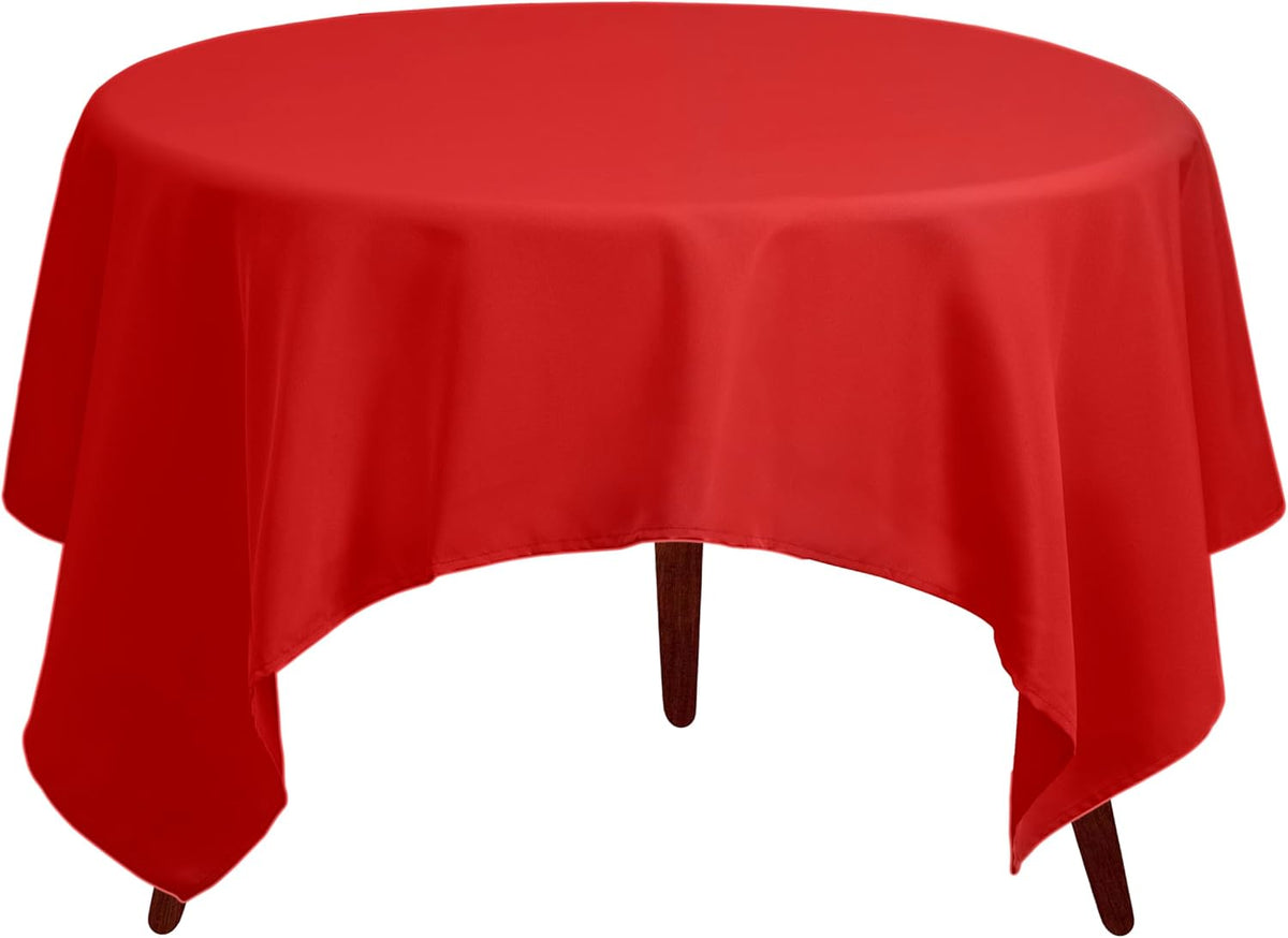 Gee Di Moda Square Tablecloth - 85 x 85 Inch Red Table Cloth for Large Square or Round Tables