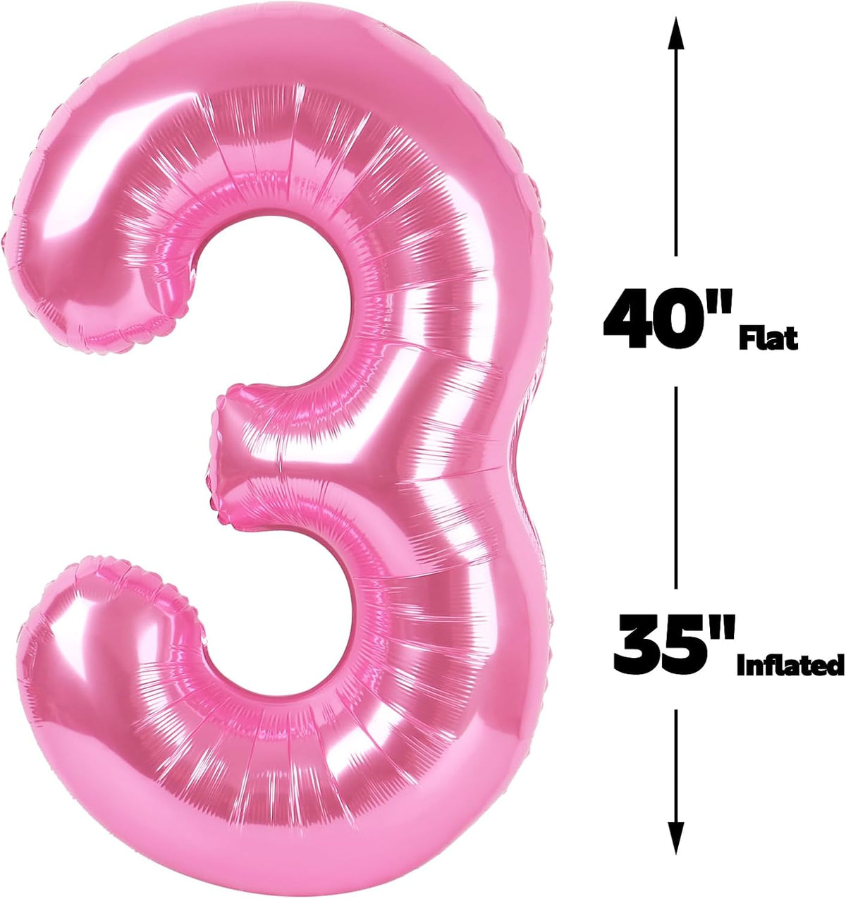 40 Inch Pink 3 Large Number Balloon, 3 13 23 30 33 36 38 Pink Birthday Party Decorations, Number