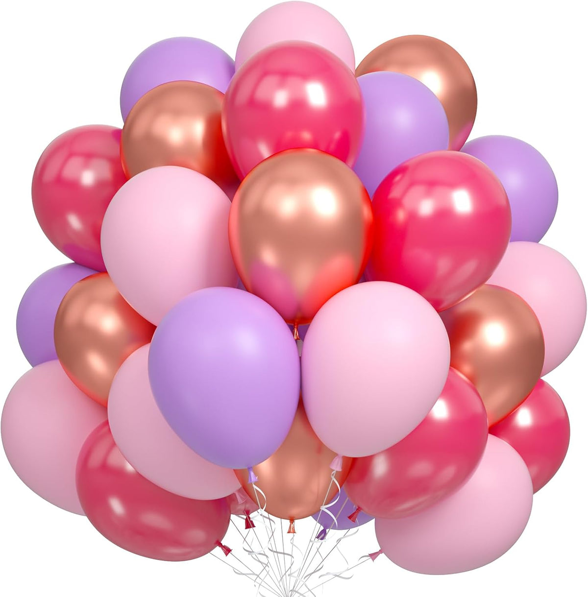 Pink and Purple Balloon Set, 60Pcs Hot Pink Lilac Lavender Balloon with Metallic Rose Gold