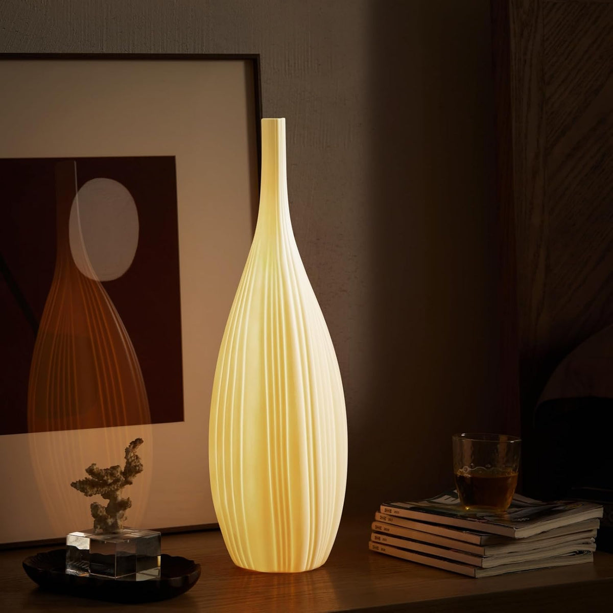 RONDURE 20.6" Modern Ceramic Table Lamp, Modern Bedside Lamps for Bedroom, Living Room and