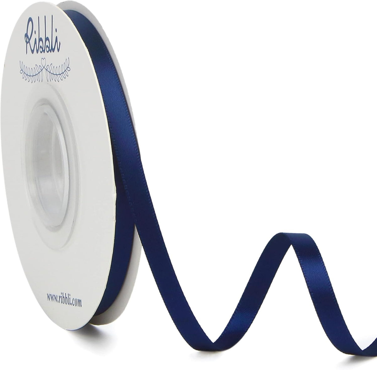 Ribbli Navy Double Faced Satin Ribbon,1/4” x Continuous 25 Yards,Use for Bows Bouquet,Gift
