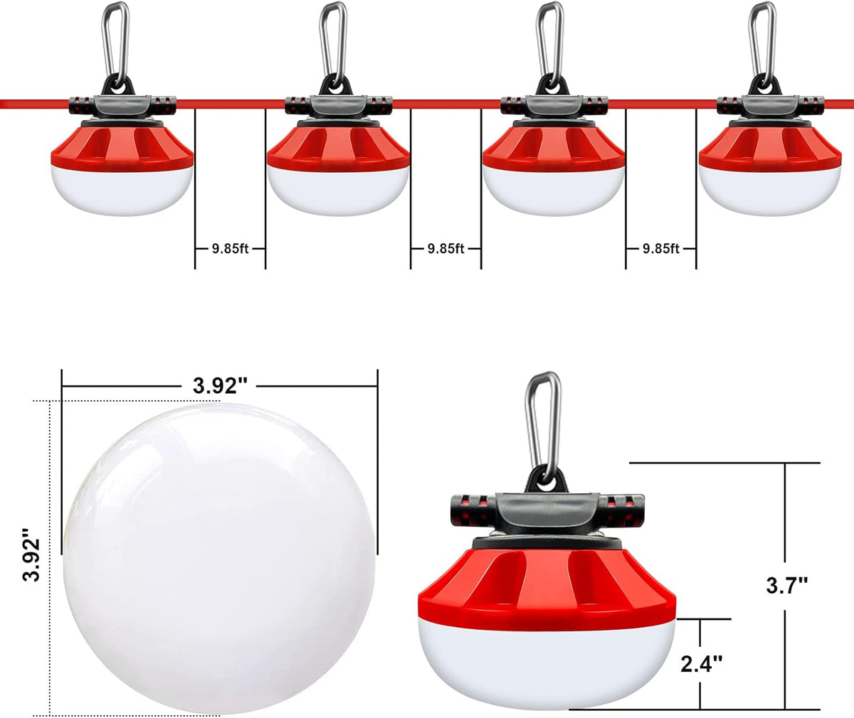 200FT LED Construction String Lights Temporary Lighting 20000LM Outdoor Construction Temporary Work