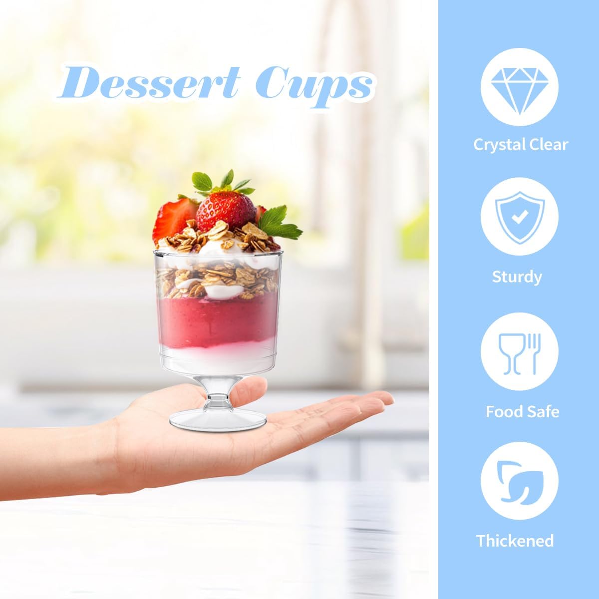 200 Pack Dessert Cups with Spoons,5Oz Clear Plastic Parfait Cup,Disposable Appetizer Cups Mini