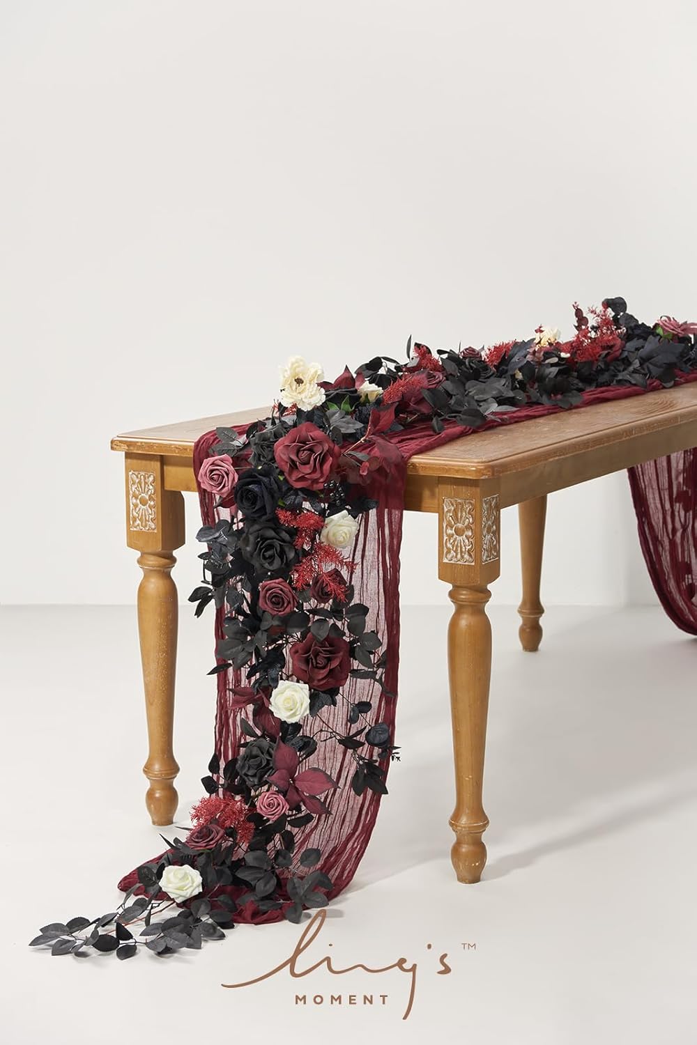 Ling's Moment Flower Garland - 6FT Eucalyptus & Rose - Sweetheart Table Decor for Wedding