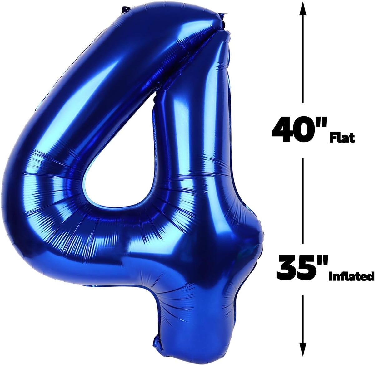 40 Inch Night Blue Large Number 4 Balloons, Giant Foil Number Four 14 24 34 40 44 Balloons, Night