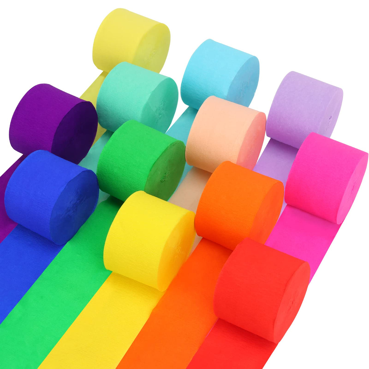 12 Rolls Crepe Paper Streamers, 12 Colors Streamers Party Supplies for Birthday Party Baby Shower