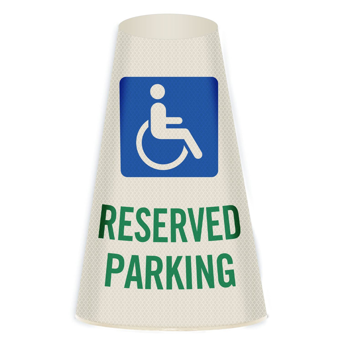 SmartSign “Reserved Parking with Handicapped Symbol” Bright Reflective Cone Message Sleeve, [Cone