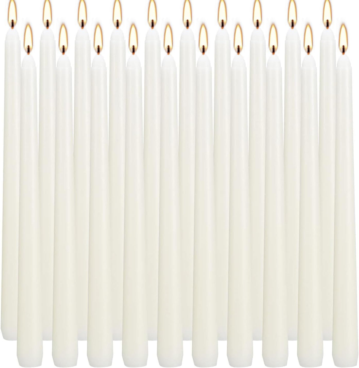 20 Ivory 10 Inch Unscented Smokeless Taper Candles with Cotton Wick, 7+ Hours of Long Lasting Burn