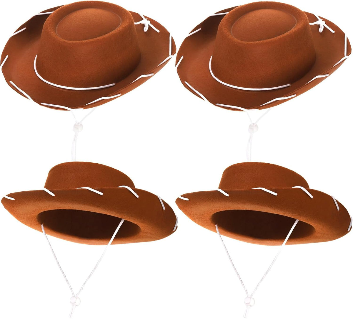 Peohud 4 Pack Felt Cowboy Hat, Small Western Cowgirl Hat, Wide Brim Cowboy Hat with Neck