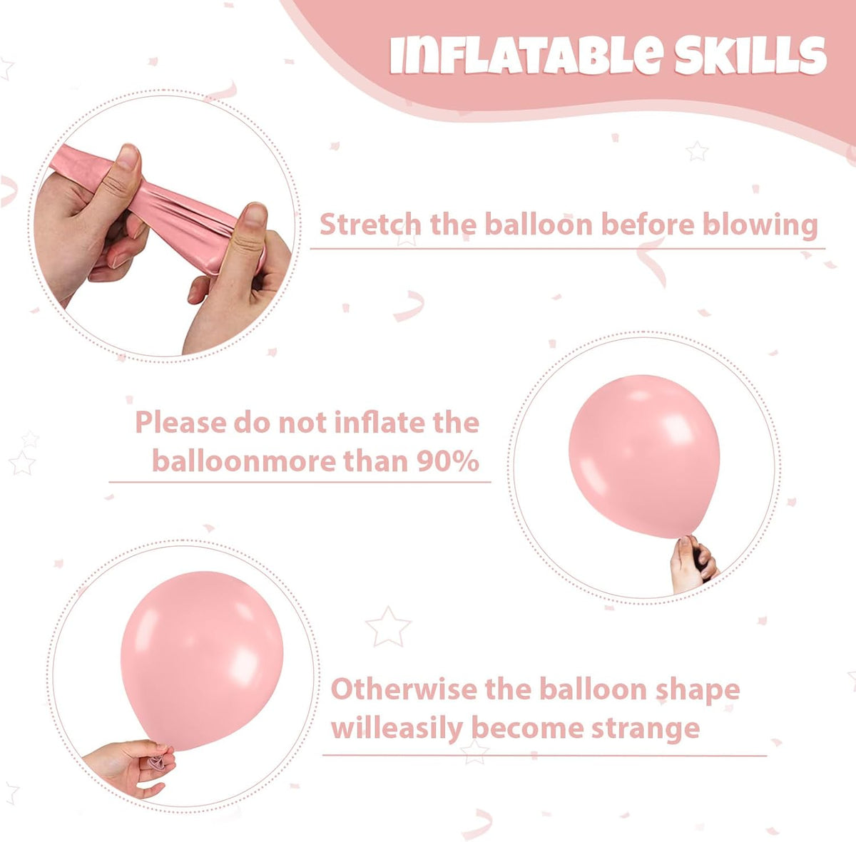 Pink and Gold Balloons, 50Pcs 12 Inch Retro Blush Pink Cream White Double Stuffed-pink Metallic
