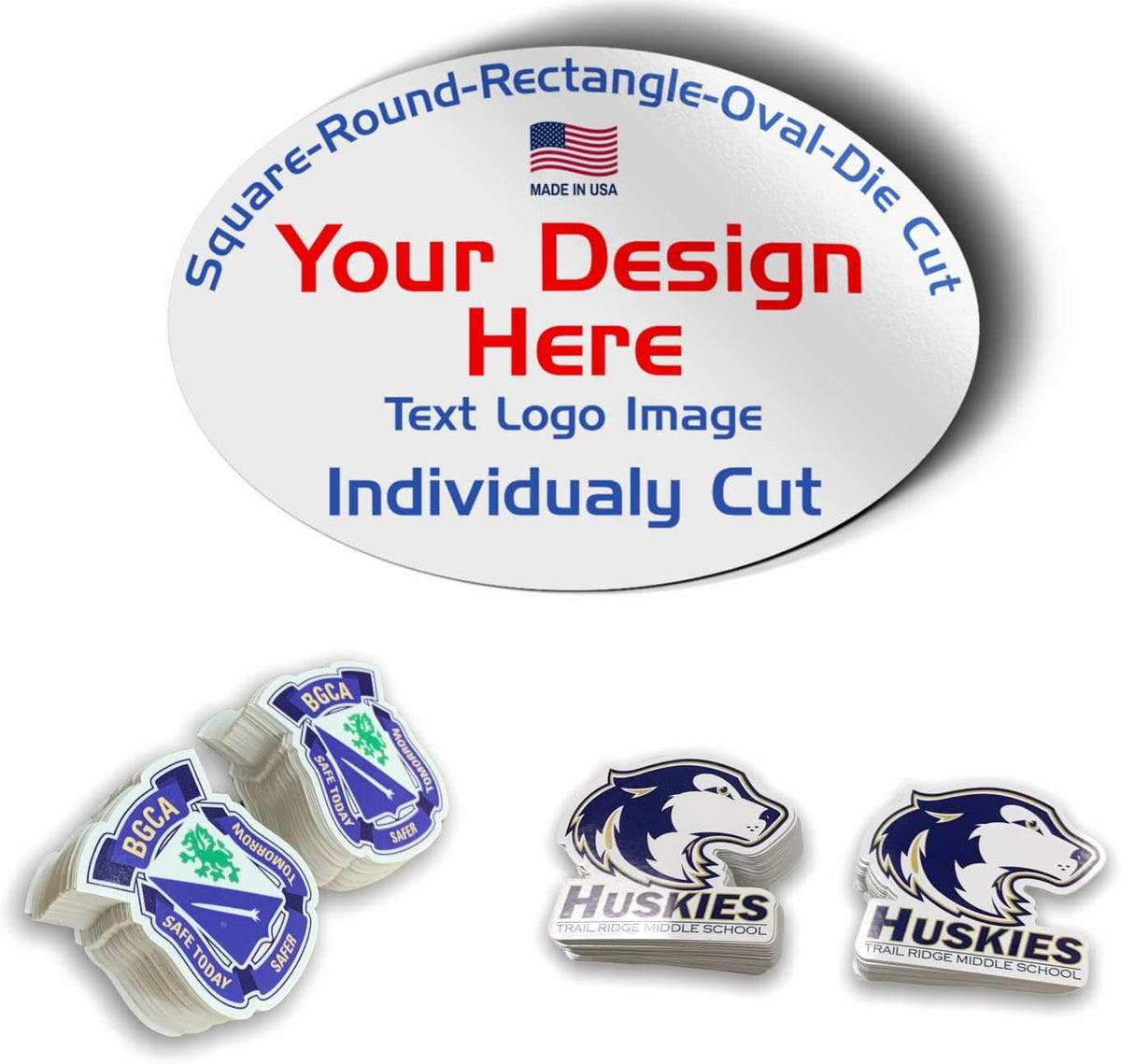 Avgrafx Personalized Die Cut Individual Vinyl Stickers Labels, Waterproof Dishwasher Safe, Made