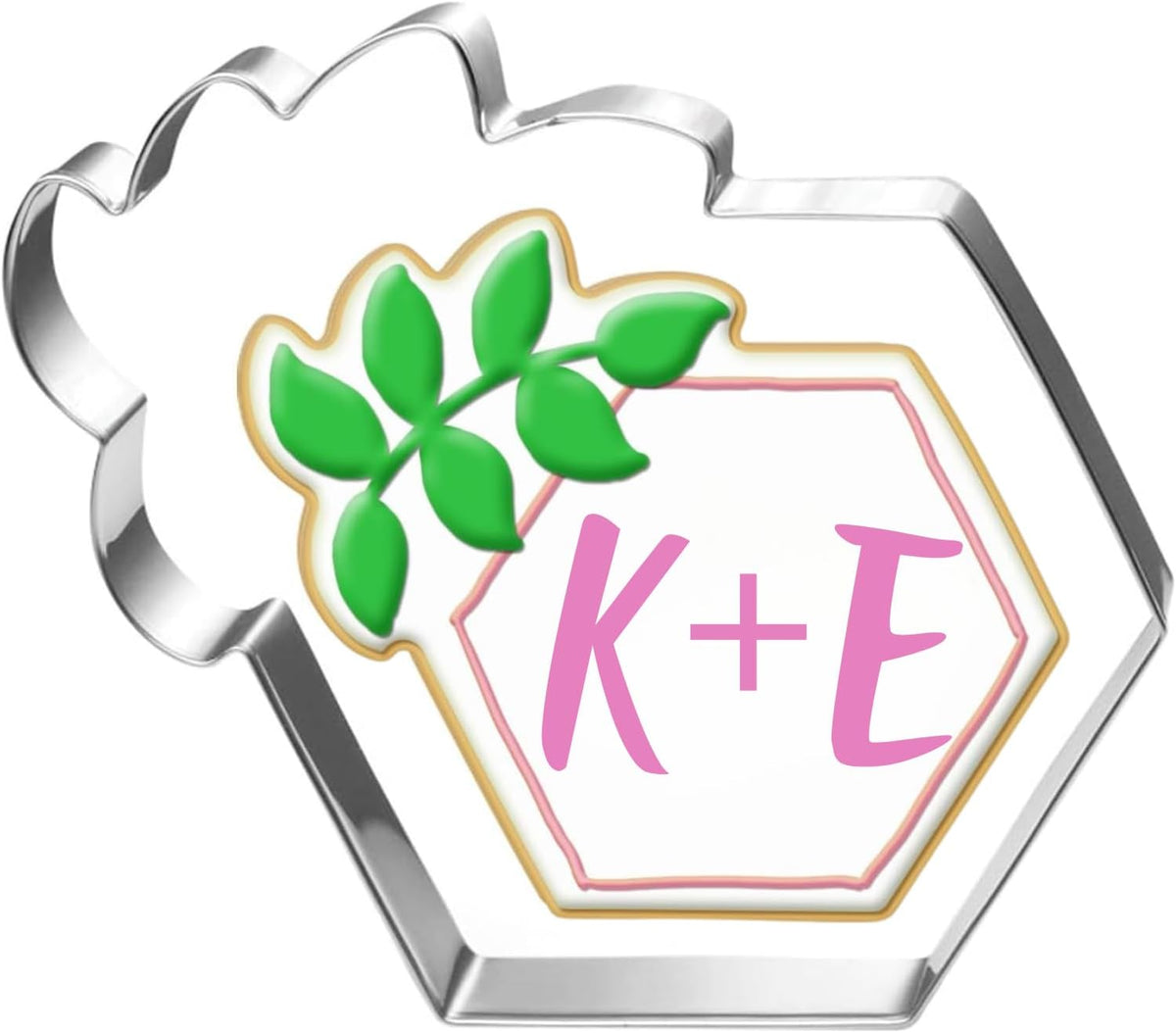 New Green Wedding Cookie Cutter Set-3 Pieces-Wedding Dress, Diamond Ring, Hexagon Cookie Cutter