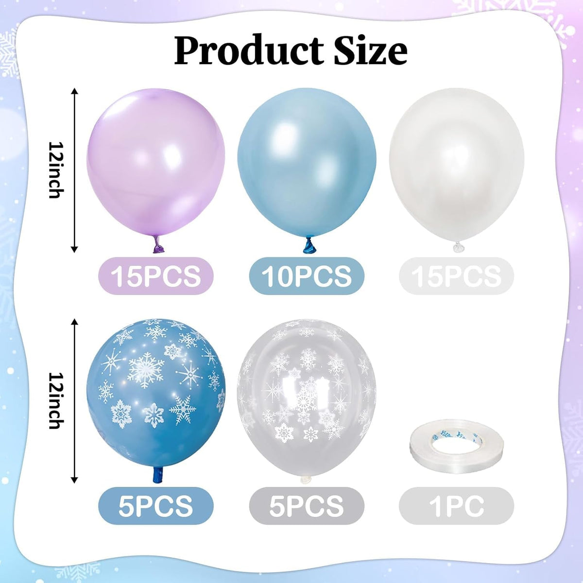 Pearl Purple and Blue Balloons 50pcs, Winter Wonderland Pearl Purple Blue White Iridescent Balloons