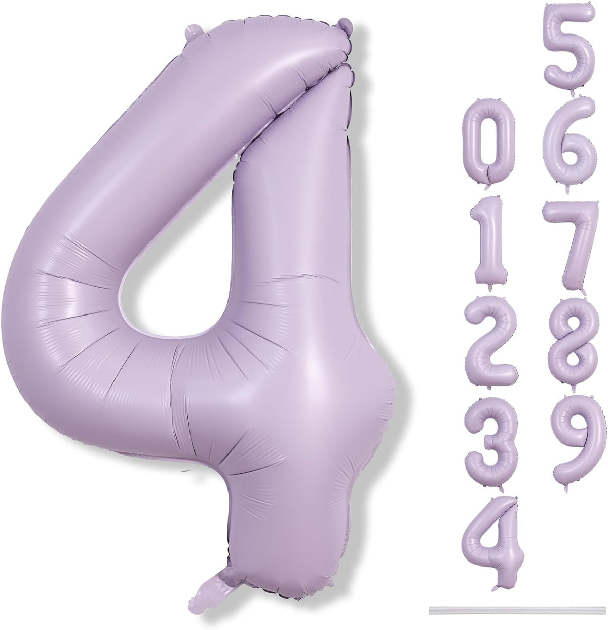 Light Purple Number 4 Balloons, 40 In Large Pastel Purple Number 4 Mylar Foil Helium Balloons for