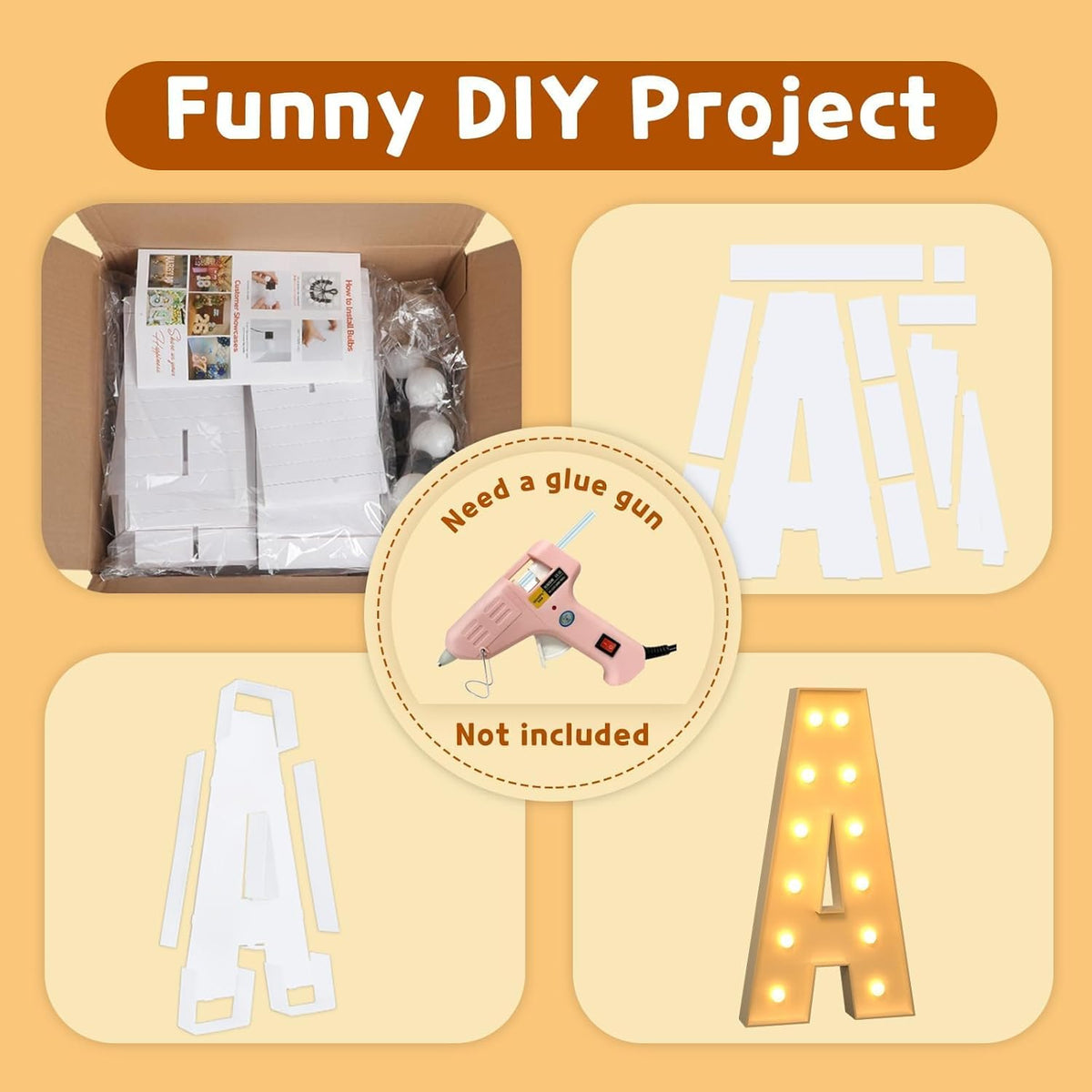 imprsv Marquee Light Up Letters, 4FT Mosaic Letters with Light for Baby Shower Graduation Party