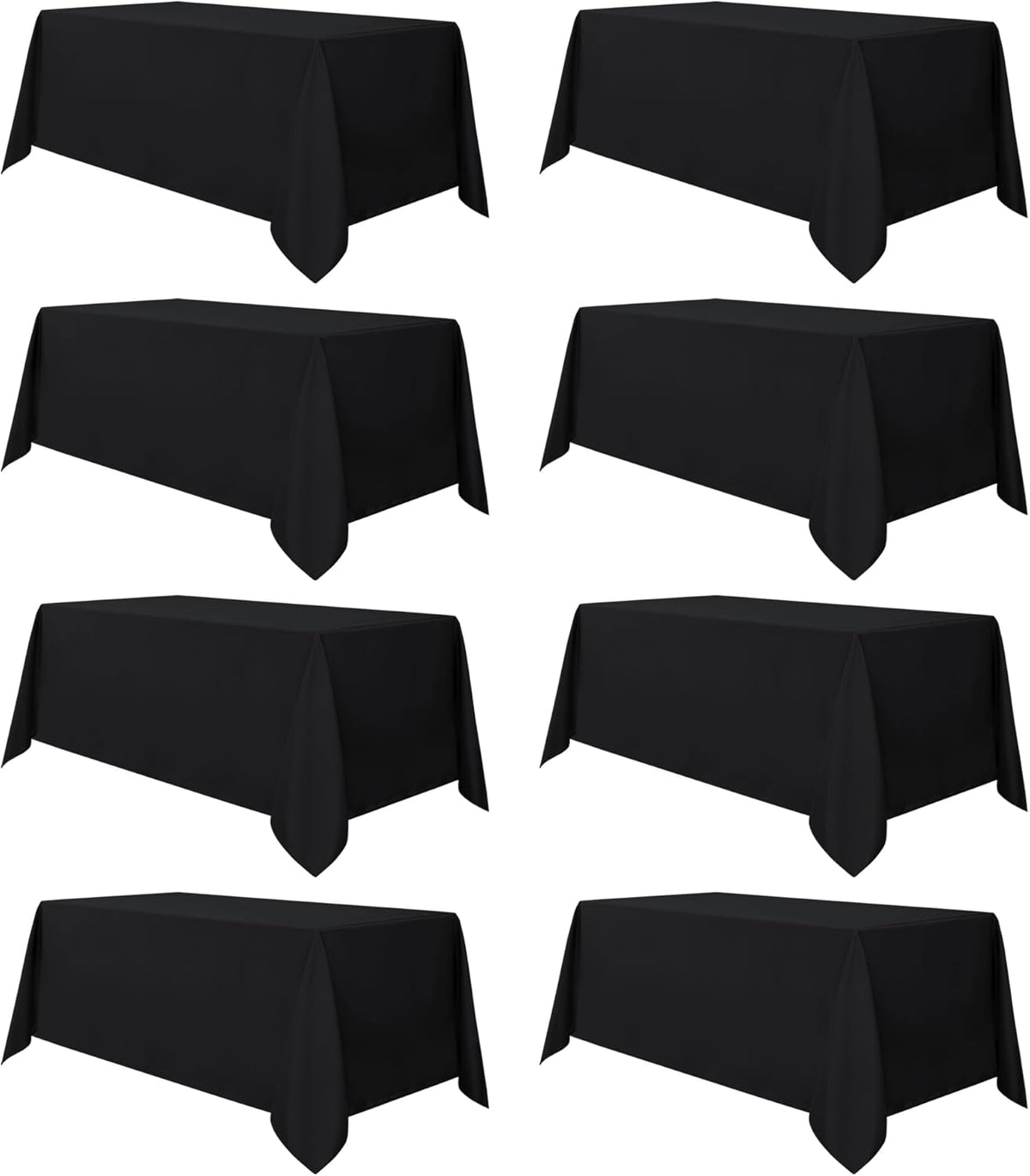sancua 8 Pack Black Tablecloth 90 x 132 Inch - Rectangle Table Cloth for 6 Feet Tables Stain and