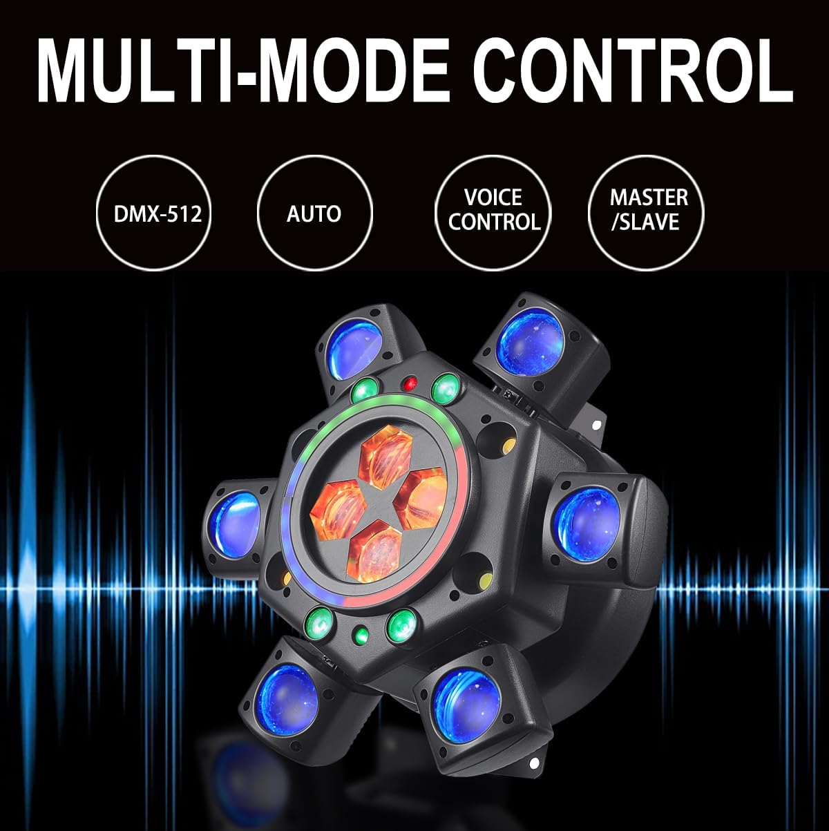 Moving Head Dj Lights for Parties, Stage Light 6-in-1 LED RGBW 6 Arms DJ Lights for Parties Support