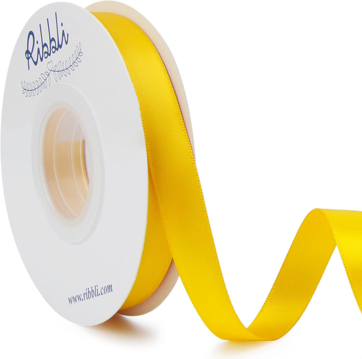 Ribbli Maize Yellow Double Faced Satin Ribbon,1/2 Inch x Continuous 25 Yards,Use for Craft Bows