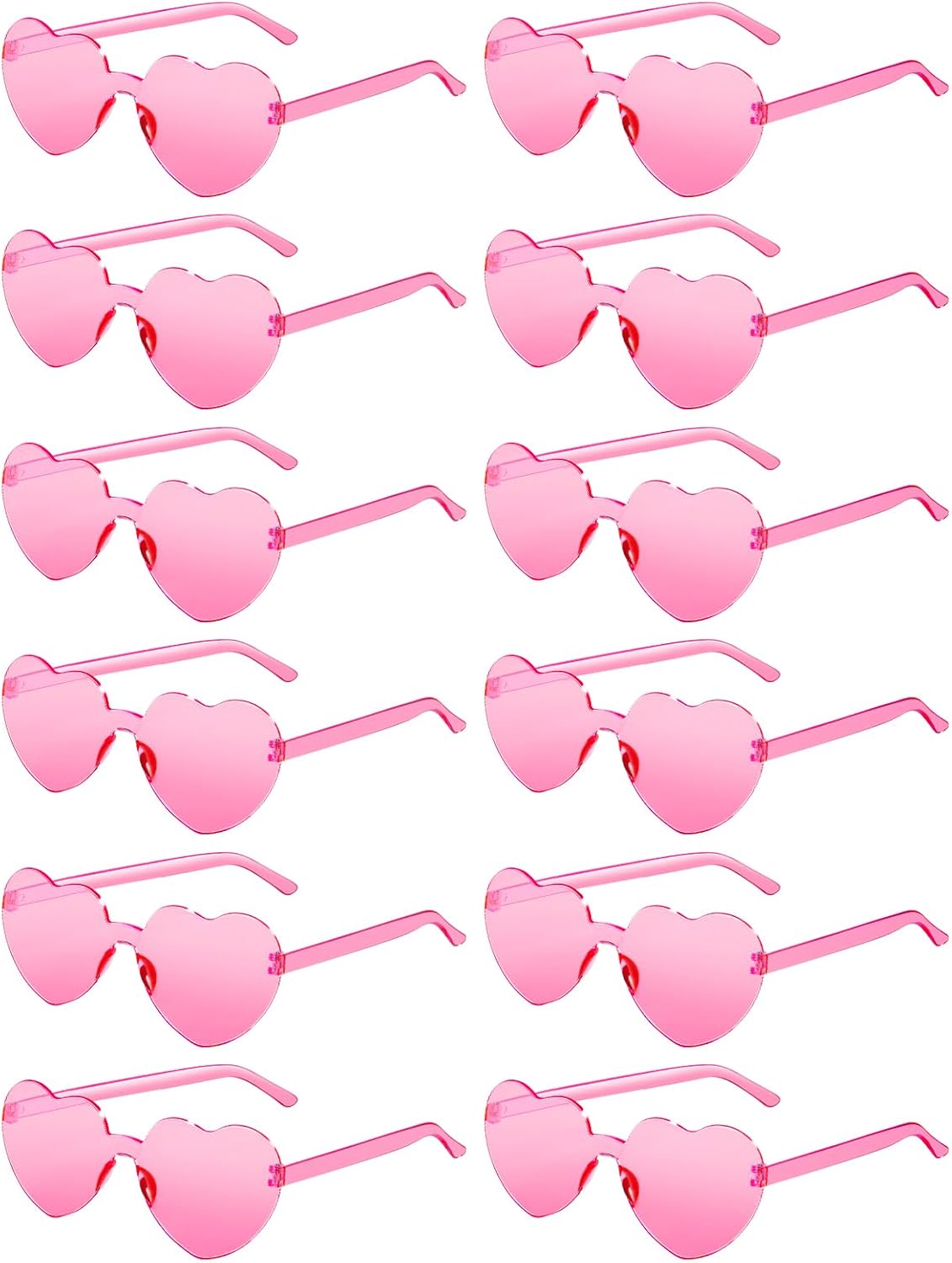 12 Pairs Heart Shaped Sunglasses for Women Colorful Glasses Fun Trendy Transparent Heart Sunglasses