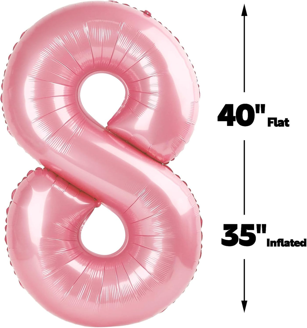 Helium Foil Pearlescent Pink Number 8 Balloon 40 Inch, Mylar Eight Numbers 8 18 28 38 48 58 80 88