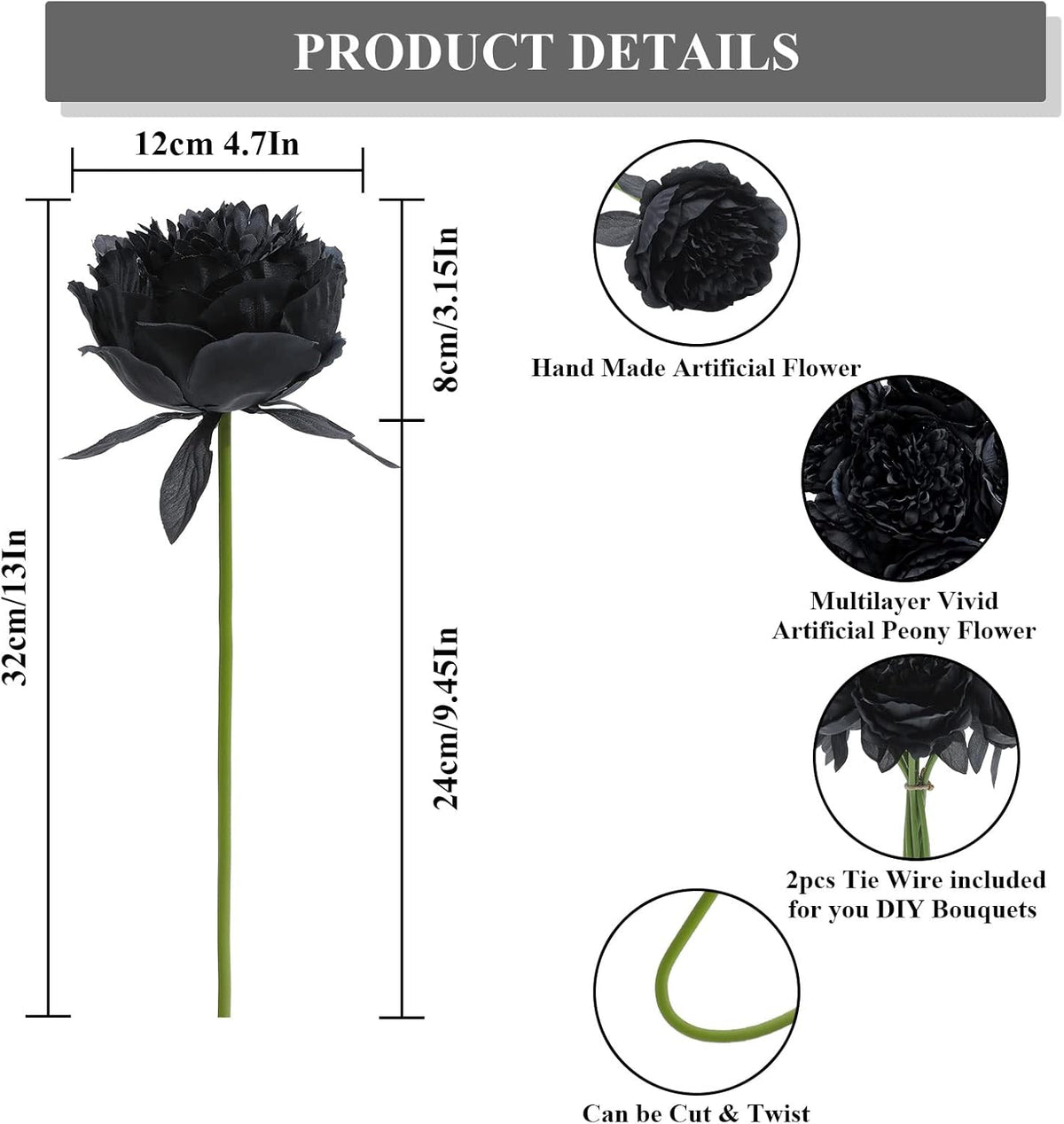 U'Artlines 10 Heads Artificial Peony Silk Flower Leaf Home Office Wedding Party Festival Bar Decor