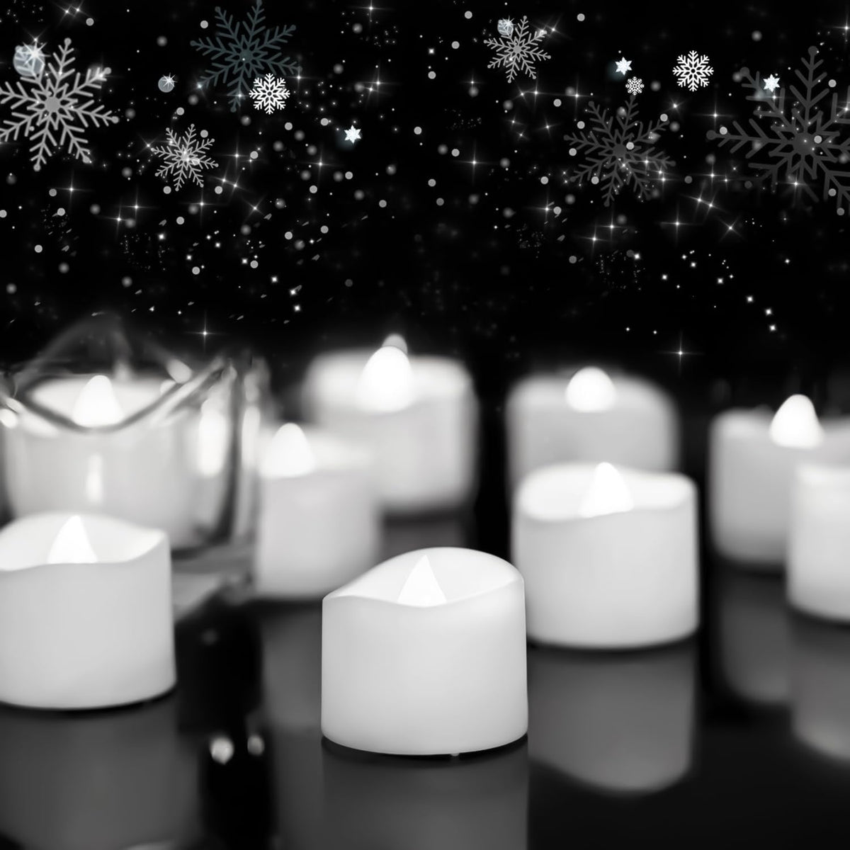 Homemory Cool White Flameless LED Tea Lights Candles, 200+Hour Battery Operated Fake Electric