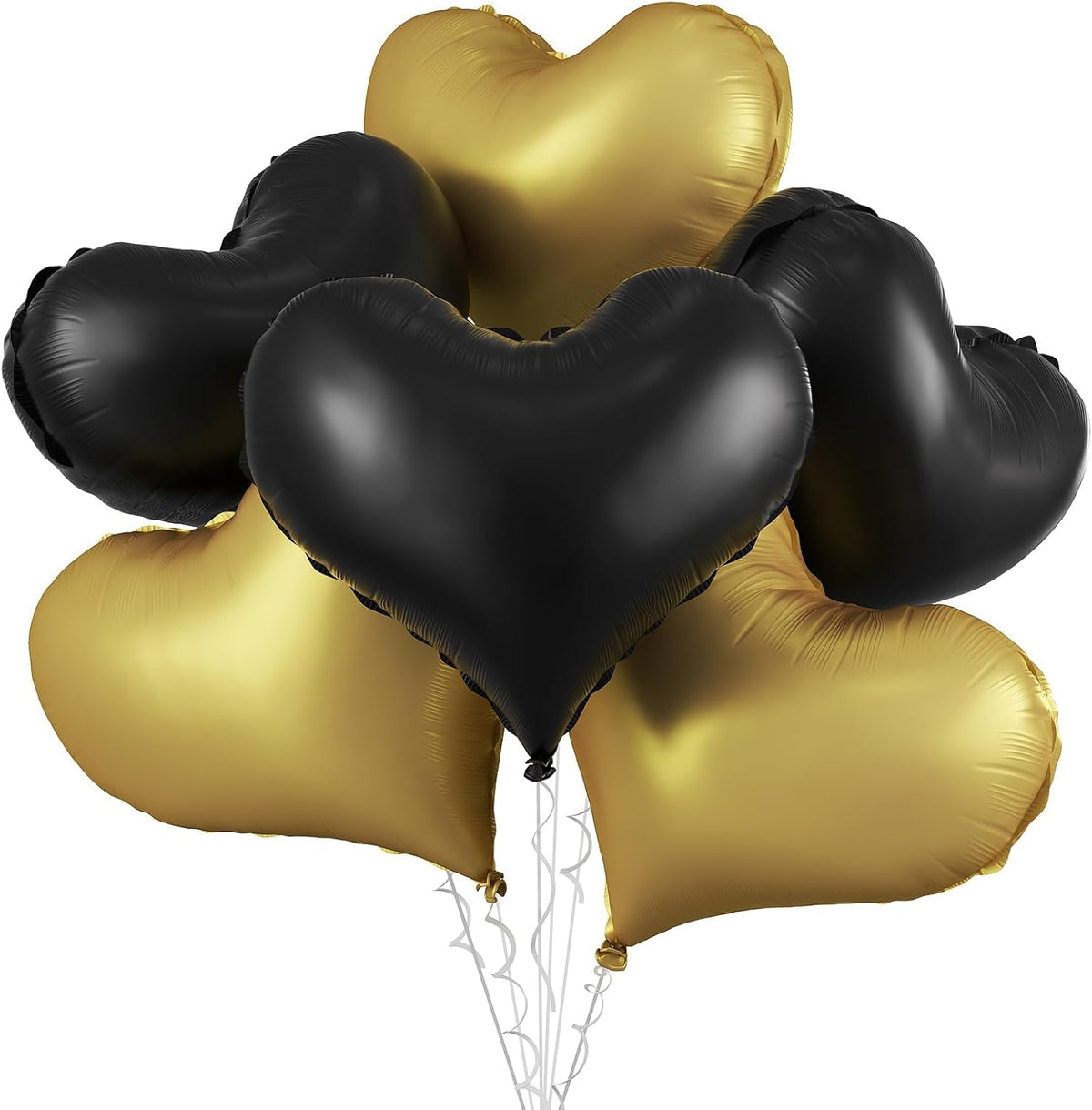 Black Gold Heart Balloons,24Inch Large Gold Black Heart Foil Balloons for Valentine's Day Birthday