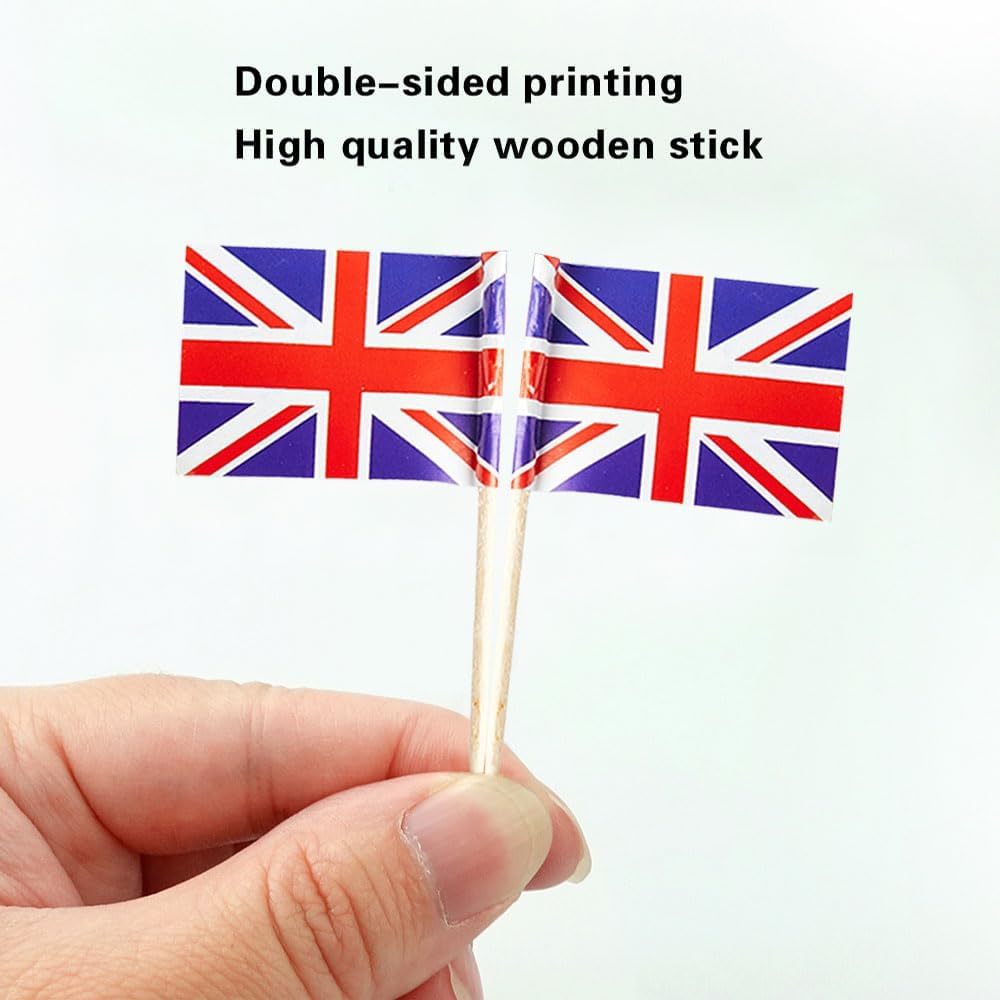 UK Flag British Flag, Small Mini British Toothpick Flags for Food, Cupcakes, Cocktails, Appetizers