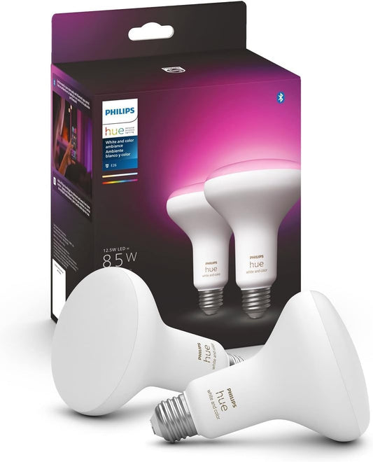 Philips Hue BR30 LED Smart Light Bulbs - Flicker-Free 85w Light Bulbs - Bluetooth Compatible