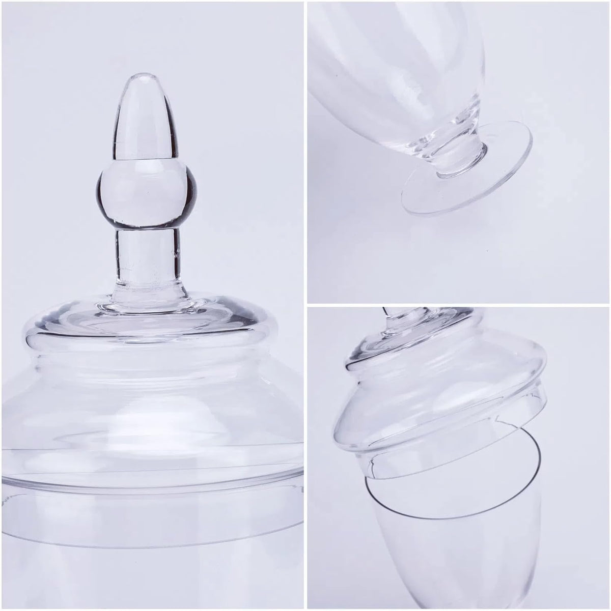 Glass Apothecary Jars with Lids, Small Storage Containers, Set of 3 Wide Mouth Storage Candy Jar