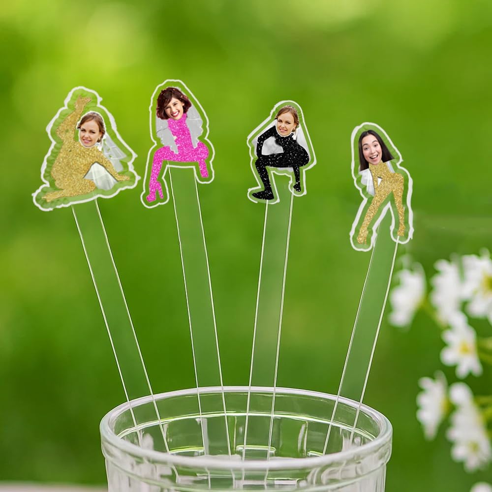 Personalized 50 pcs Double-Sided Wedding Stir Stick, Custom Bride Face Dancers Stir Stick, Acrylic