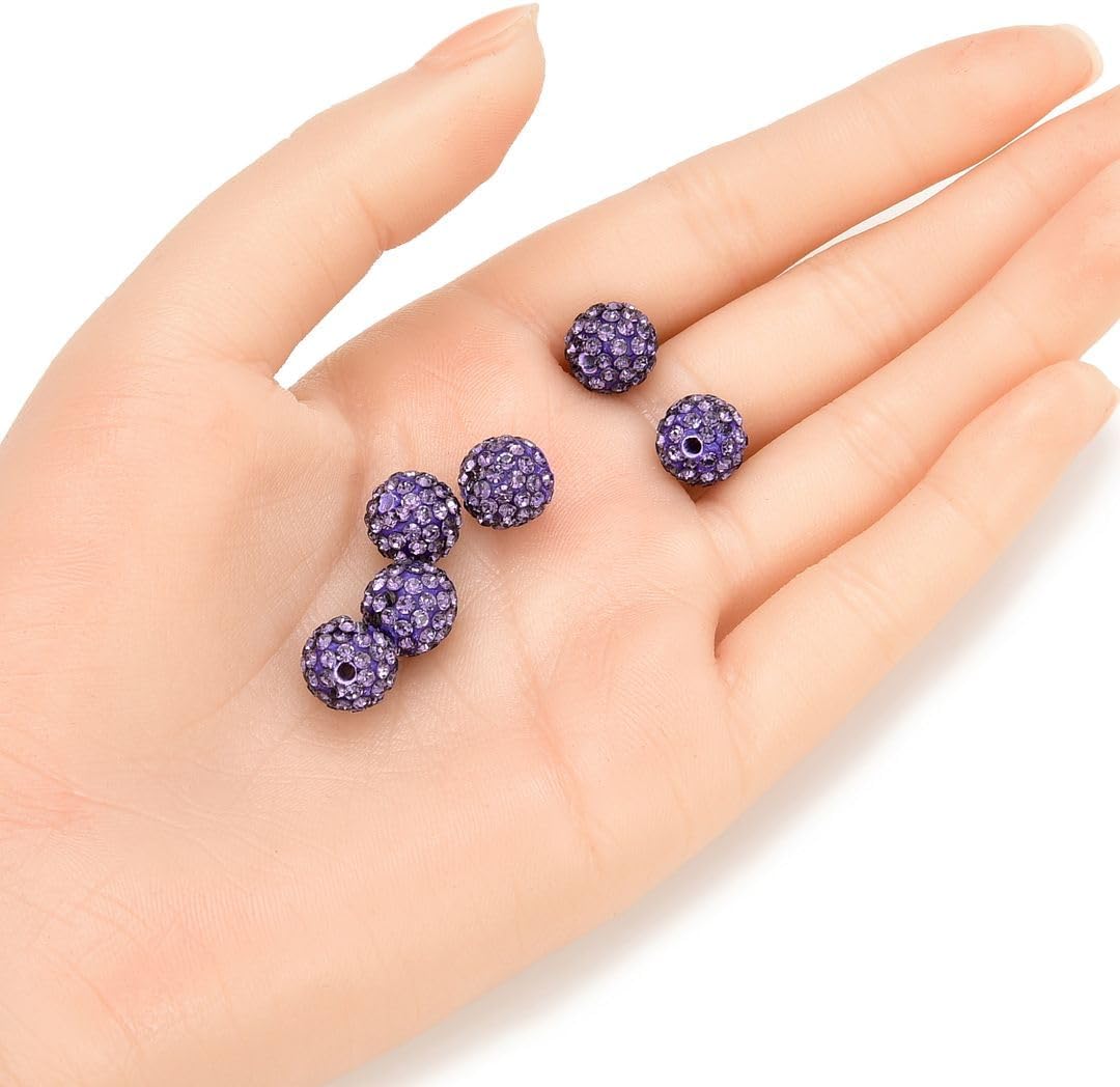 100pcs Adabele Grade A Suncatcher Crystal Rhinestone Pave Loose Beads 10mm Tanzanite Purple Polymer