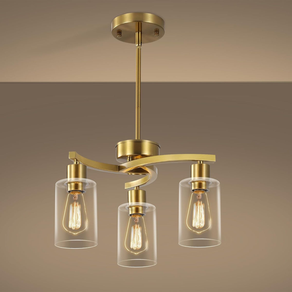 3-Light Gold Dining Room Chandeliers Over Table, Contemporary Kitchen Island Pendant Lighting