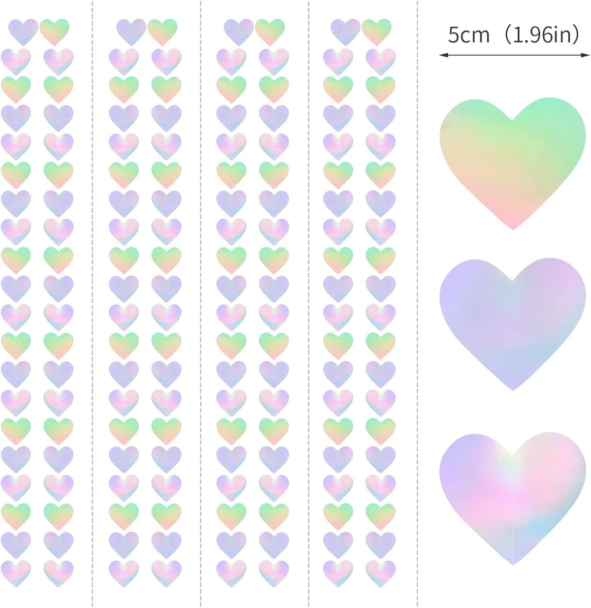 Iridescent Disco-Holographic Heart Garland - 52Ft Wedding Hanging Decoration Neon Streamers Banner