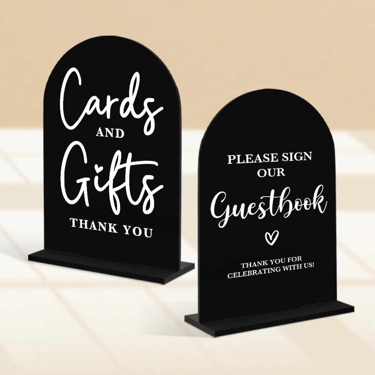 2 Pcs Acrylic Wedding Signs for Ceremony and Reception, Bridal Shower Decorations, Cards and Gifts