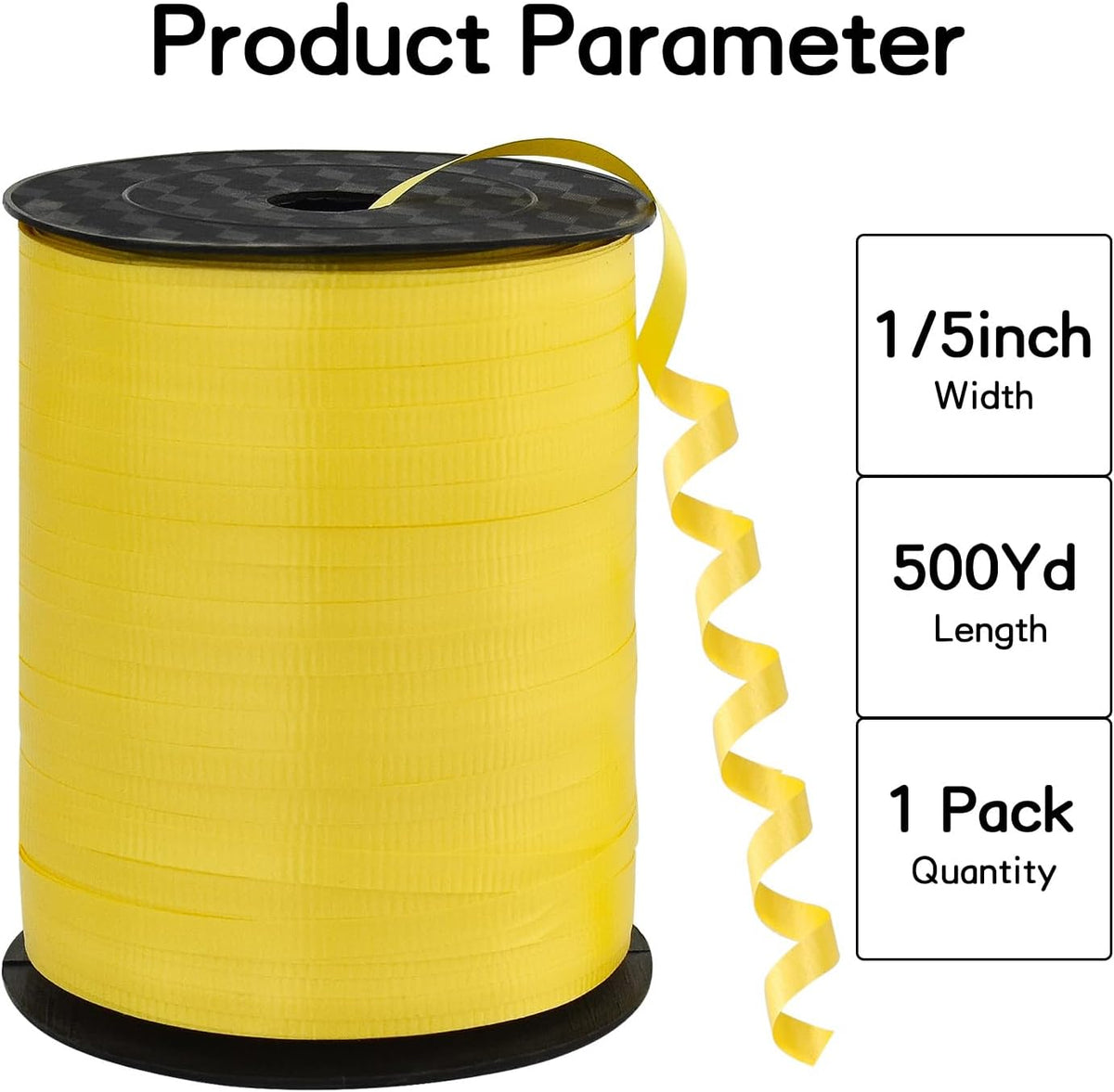 BEISHIDA 500 Yards Matte Yellow Curling Ribbon Balloon String Crimped Ribbons for Gift Wrapping