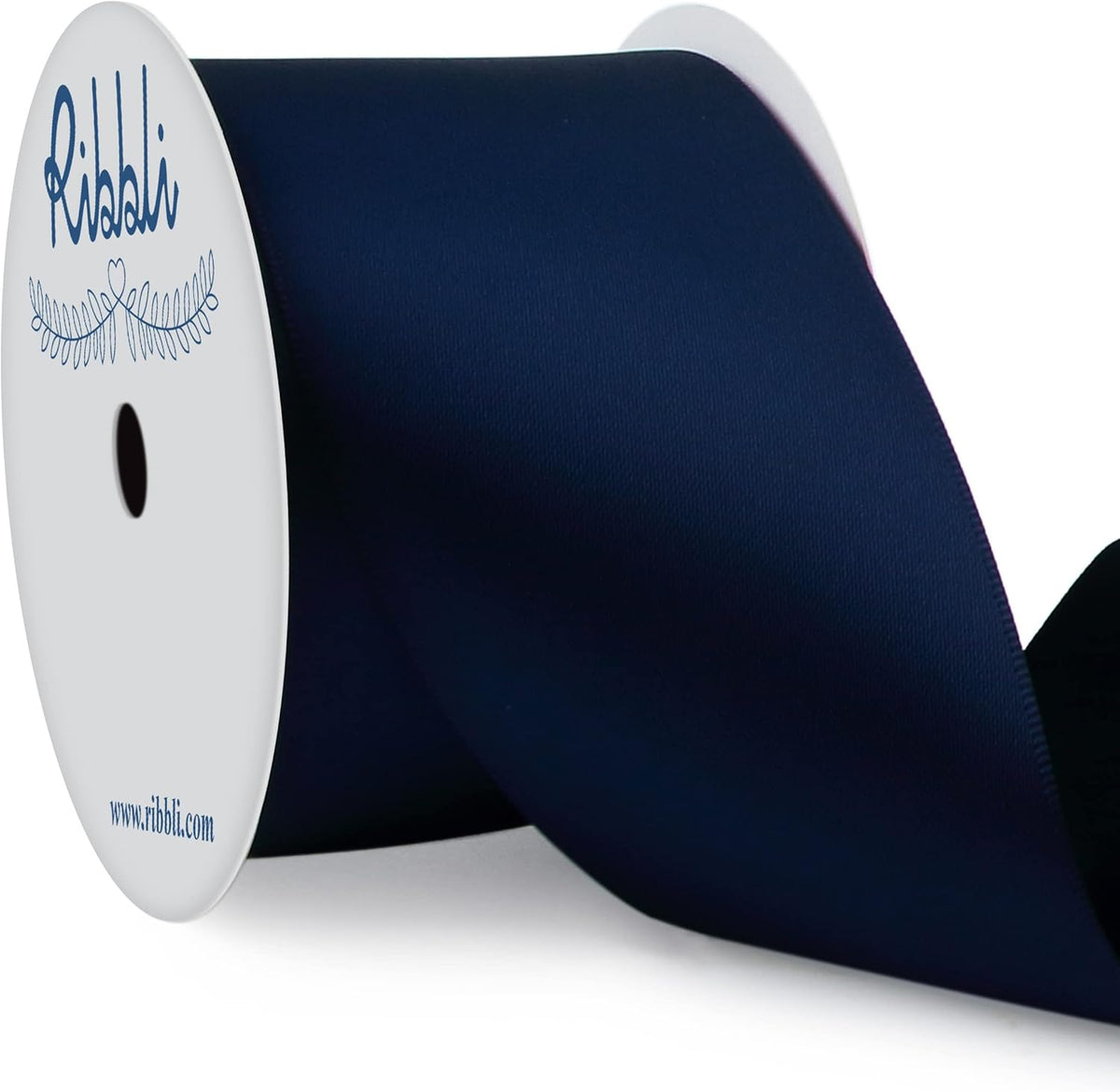 Ribbli Navy Double Faced Satin Ribbon, 2” x Continuous 10 Yards,Use for Bows Bouquet,Gift