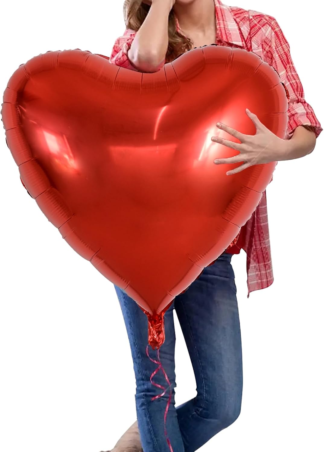 TONIFUL 6Pcs 32 Inch Red Heart Balloons Valentine’s Day Heart Shape Foil Mylar Balloons Decoration