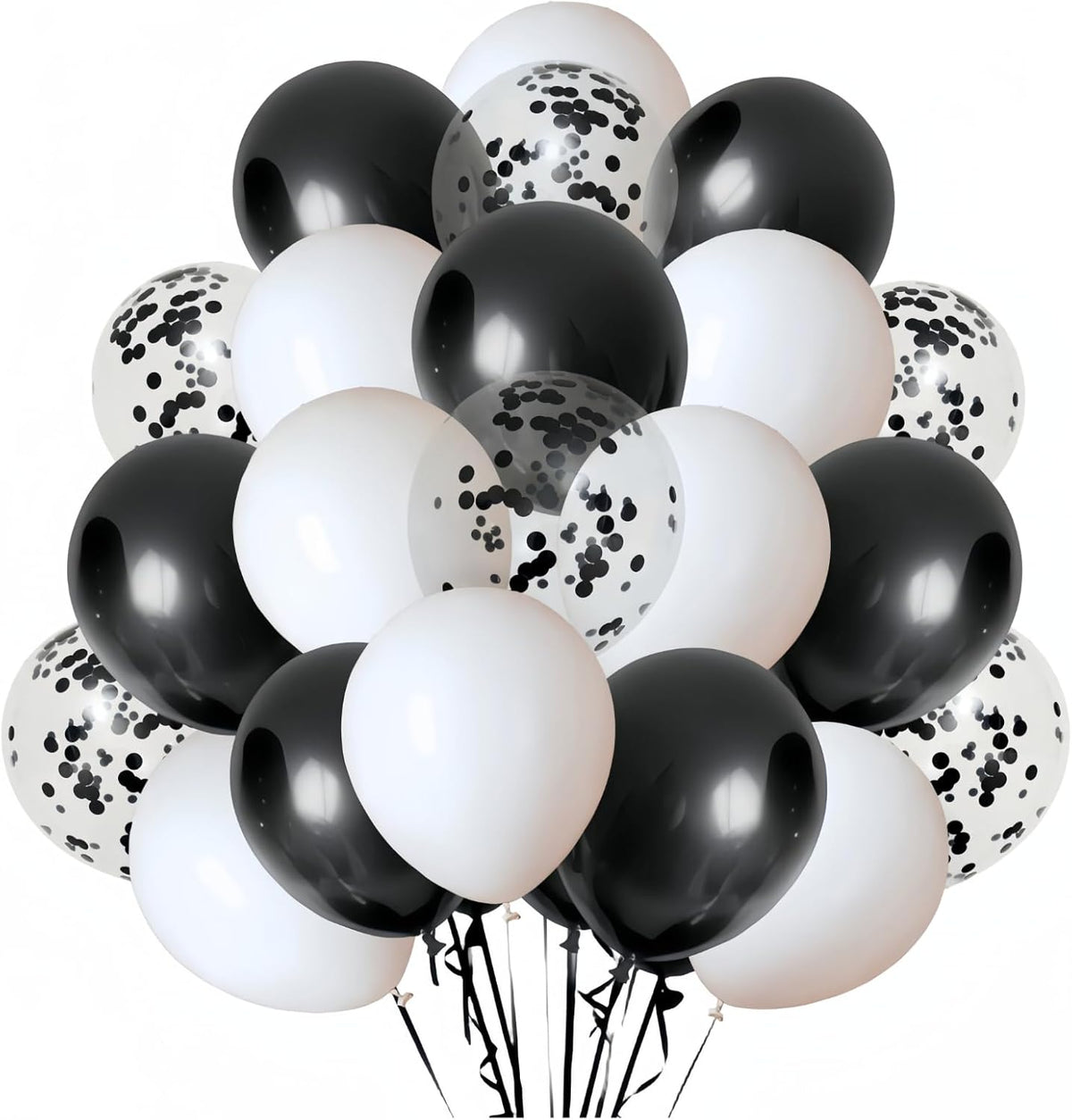 300 Pack Black and White Balloons 12 Inch Black Confetti Balloon for Various Party Events