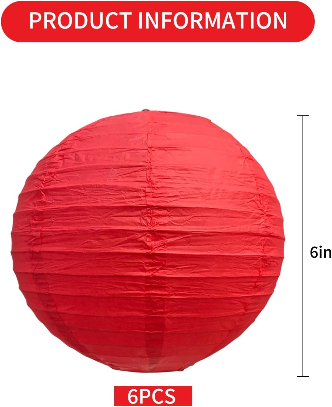 BEISHIDA 6-Inch Red Round Paper Lanterns Decorative Hanging Asia Chinese Japanese Paper Lanterns