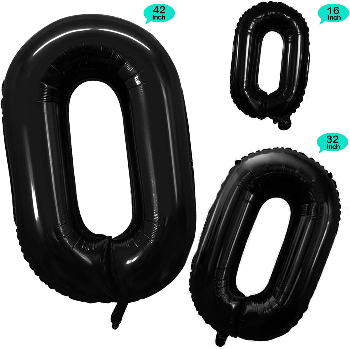 GOER 2 Pcs 42 Inch Black Foil Balloons Number 0 for 10th 20th 30th 40th 50th 60th 70th 80th 90th