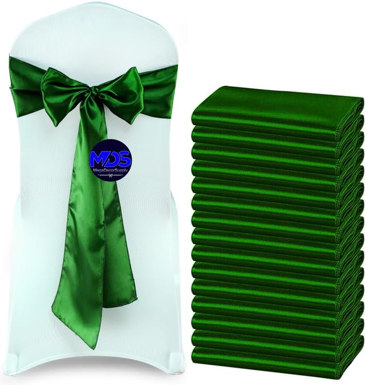 MDS Pack of 300 PCS Satin Chair Sashes Charmeuse Sateen Dining Chair Bows Ribbon Ties Back Sash for